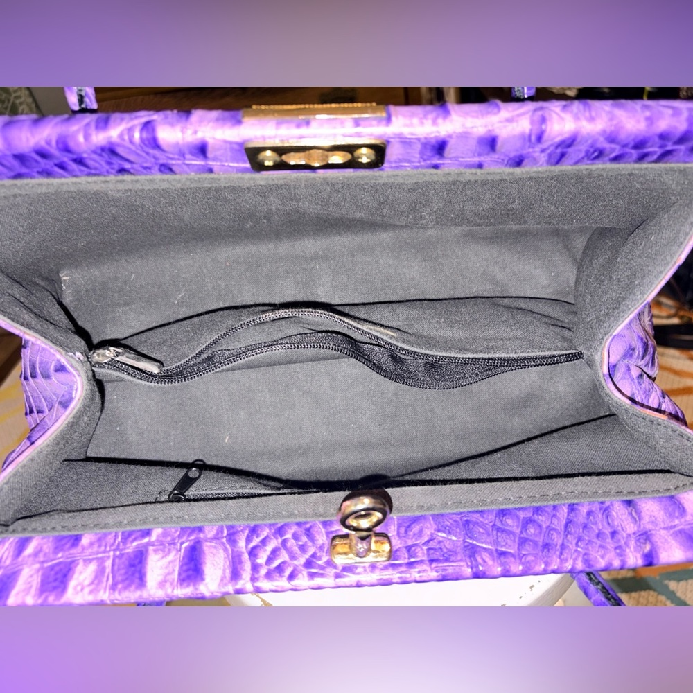 RARE XL Italian Leather Croc Doctor Bag - Electric Amethyst - Picture 14 of 16